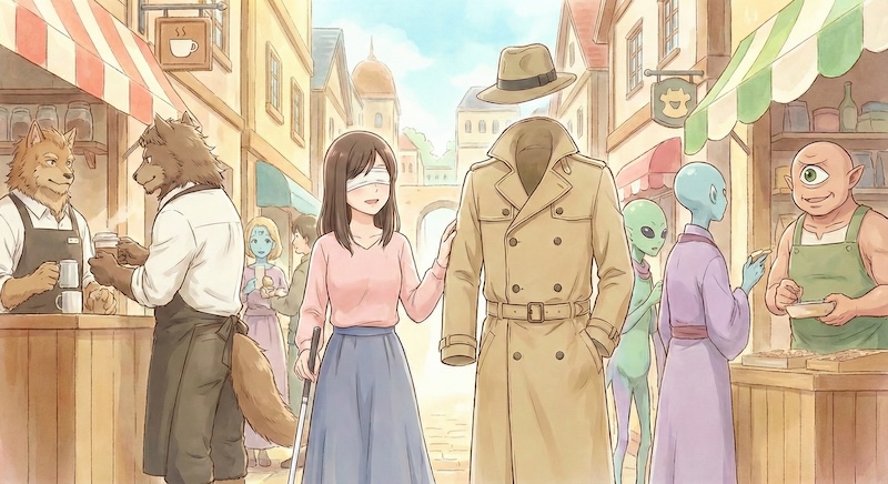 透明男と人間女：Nano Banana Pro